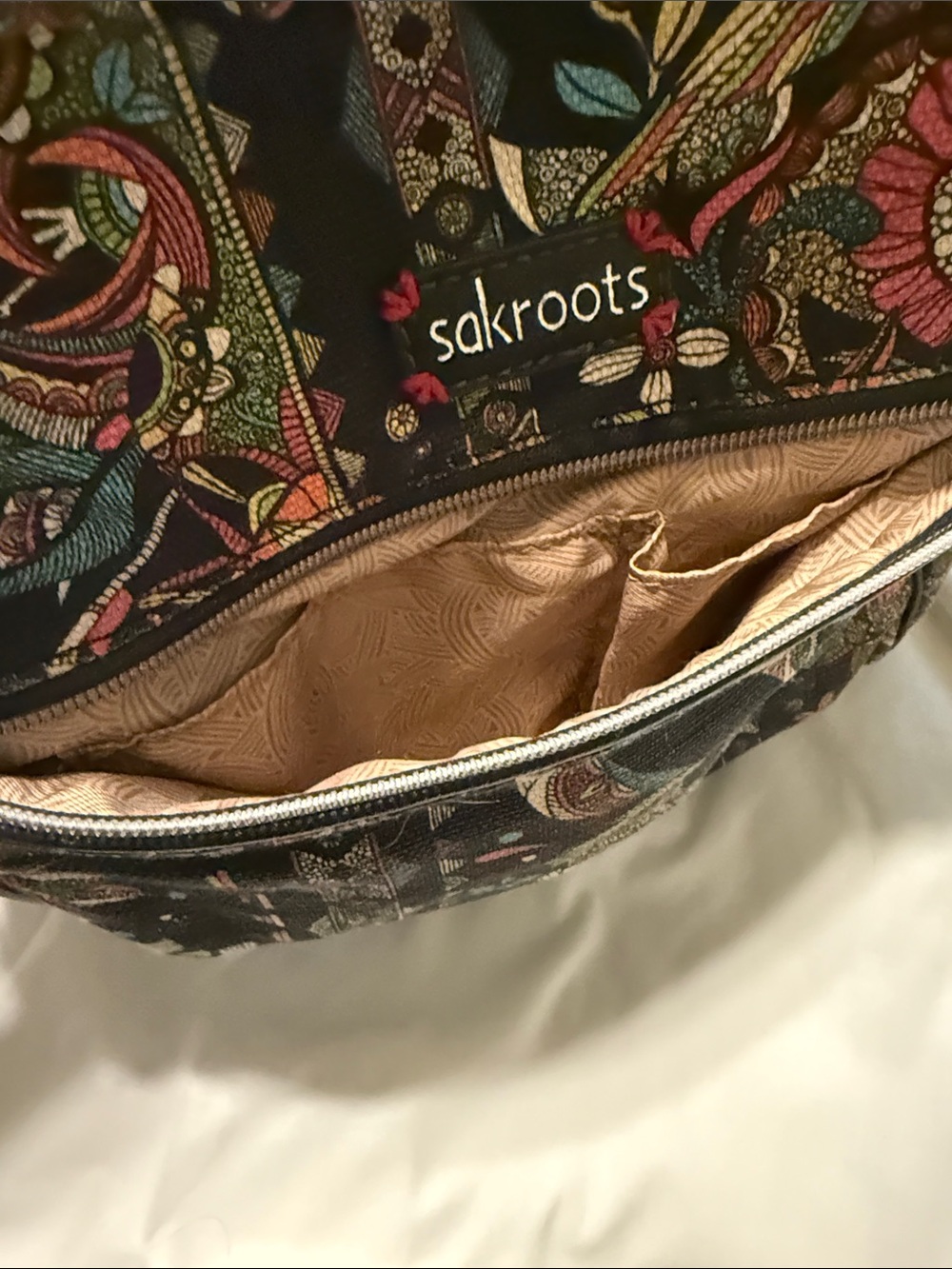 Sakroots Black Multicolor Floral & Owl Print Backpack - Picture 4 of 7